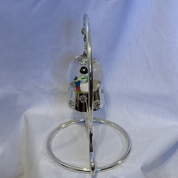 Snow Globe by Regent Square Snowman in Silver Plated Water Ball and Stand 6.5" - Picture 5 of 12